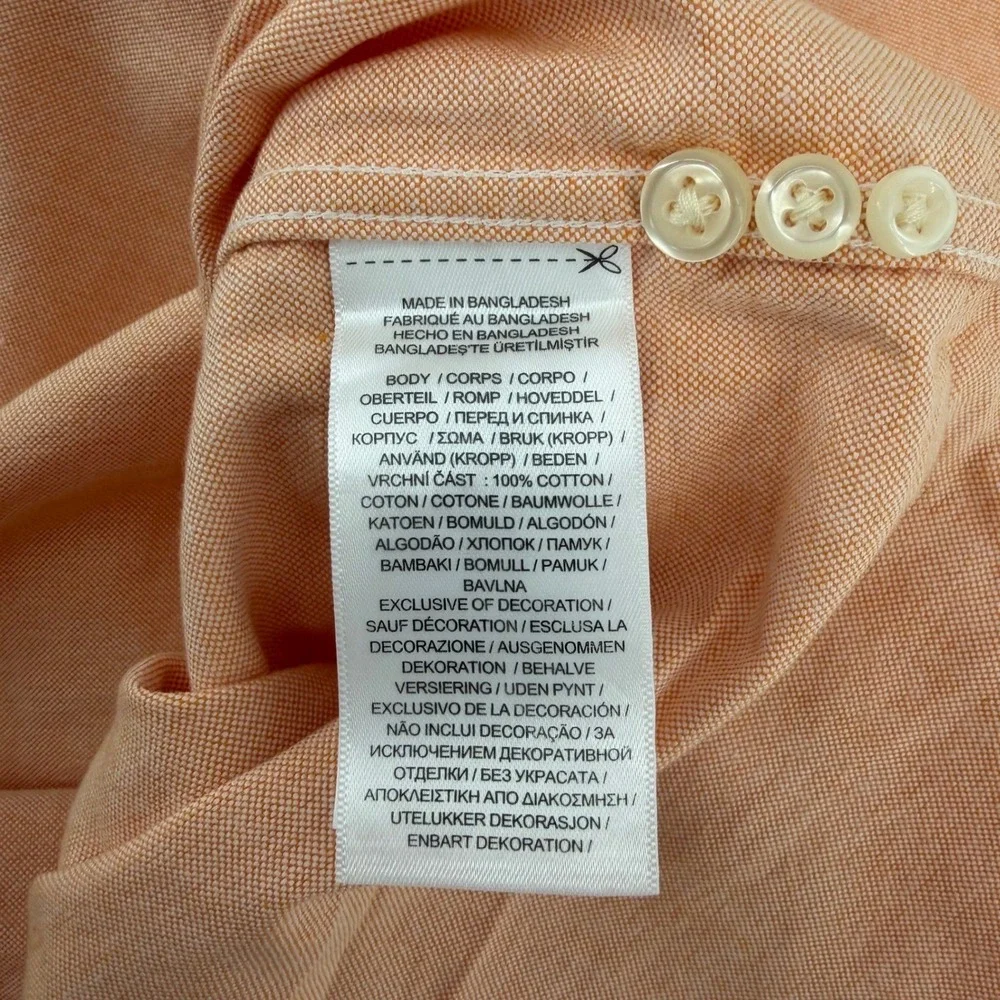 Polo Ralph Lauren Button Down Mens 2XB Peach Classic Fit Oxford Pony Logo LS